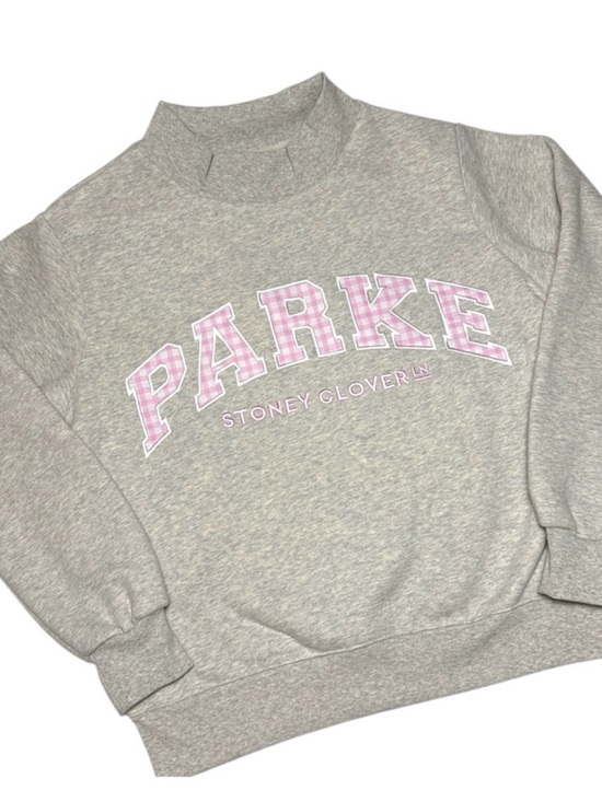 Parke Tops - Authentic Parke x Stoney Clover Lane Sweatshirt Pink Gingham Grey Mock Neck S L